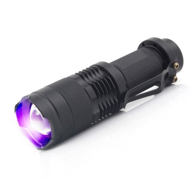 Aluminum led zoomable Torch 365-395nm UV Mini light AA price led with customized logo UV rechargeable flashlight