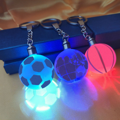 JAKATAA Golfball Shape Colorful LED Key Chain 3D Lighting Crystal Key Chains