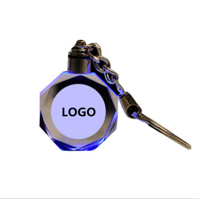 JAKATAA Laser Engraved Keychain Custom Car Logo Crystal Keychain With Led Lights For Giveaways